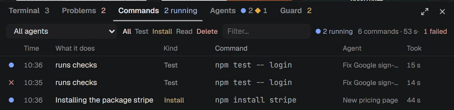 NAP screenshot: every command with a plain explanation