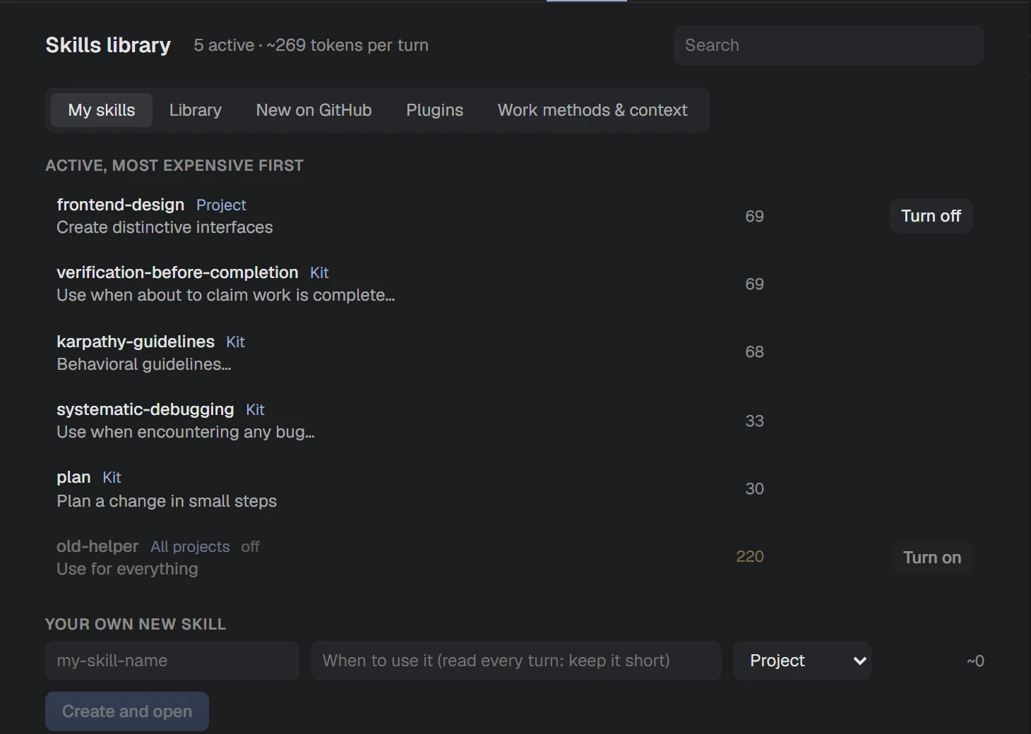 NAP screenshot: skills, plugins and tools in one place