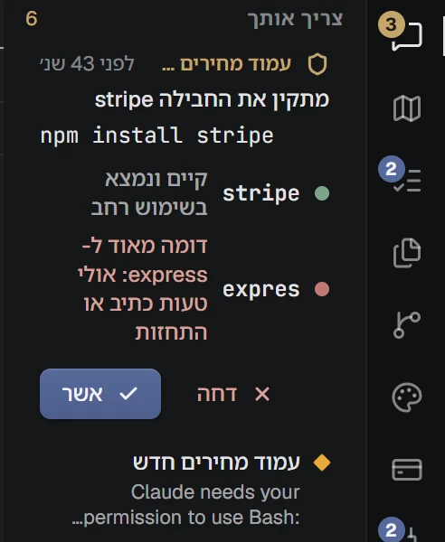 צילום מסך של NAP: בקשת אישור עם בדיקת חבילה